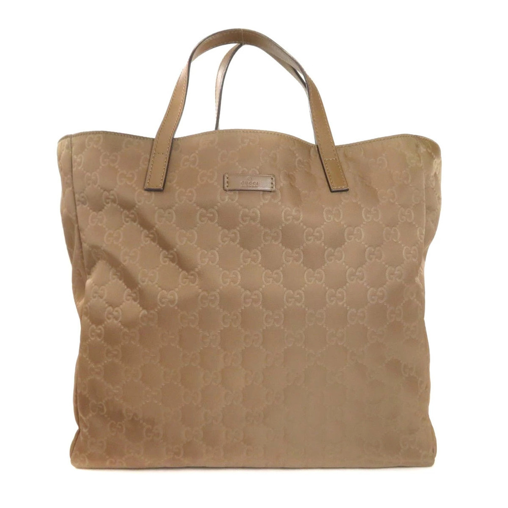 Gucci brown leather bag trim canvas tote GG - Picture 11 of 11